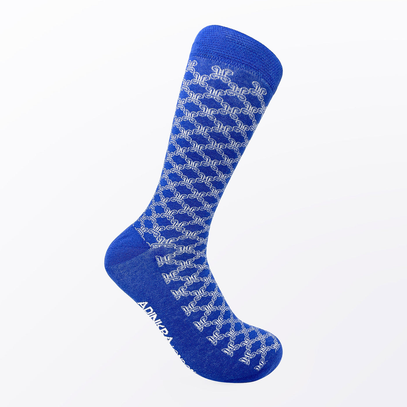 Adinkra London Mpatapo Cotton Socks (White on Blue)