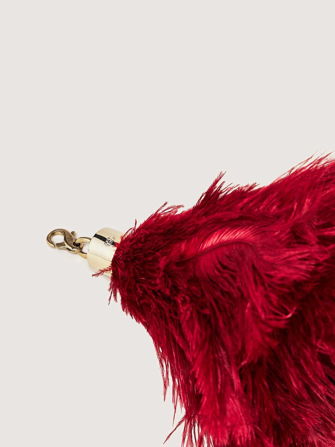 Okapi Ostrich Feather Charm - Scarlet Red