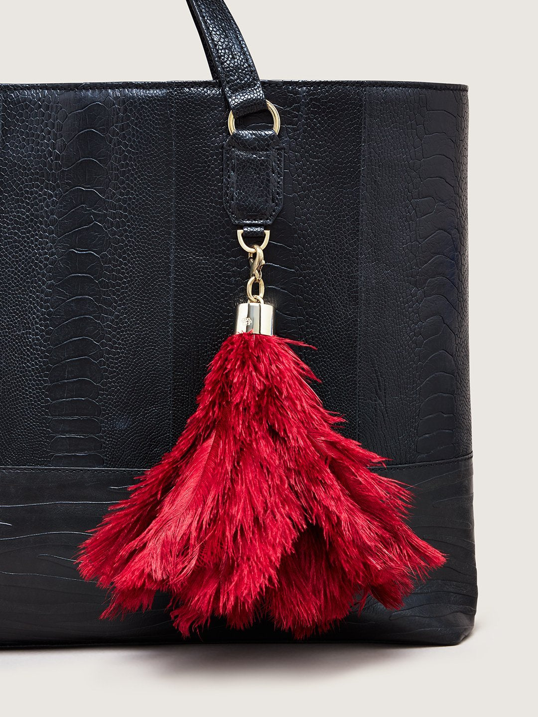 Okapi Ostrich Feather Charm - Scarlet Red