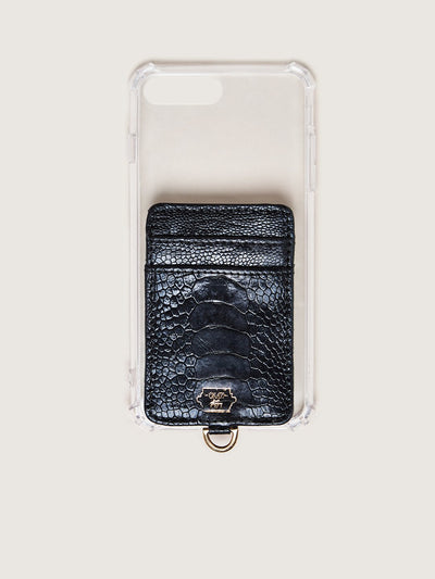 Okapi Phone Wallet - Black Ostrich Shin
